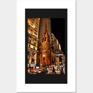 USA. New York. Manhattan. Church at night. Posters and Art